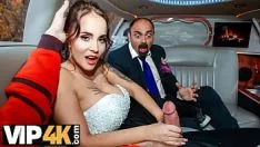 Oynat VIP4k. seçilmemiş yoldan geçen sybaritic st çevirir. düğün partisi limuzininde bridget