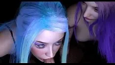 播放 两个头发颜色鲜艳的女孩双口交 : 3d 色情
