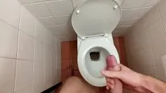Play College guy nick hart busting a huge load in the bathroom